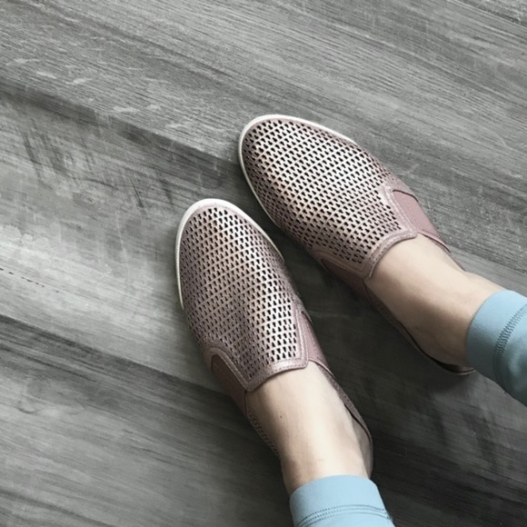 FRYE Melanie Gore Perforated Mule Sneaker Pale Blue Gray Leather Casual Flats - Picture 3 of 14